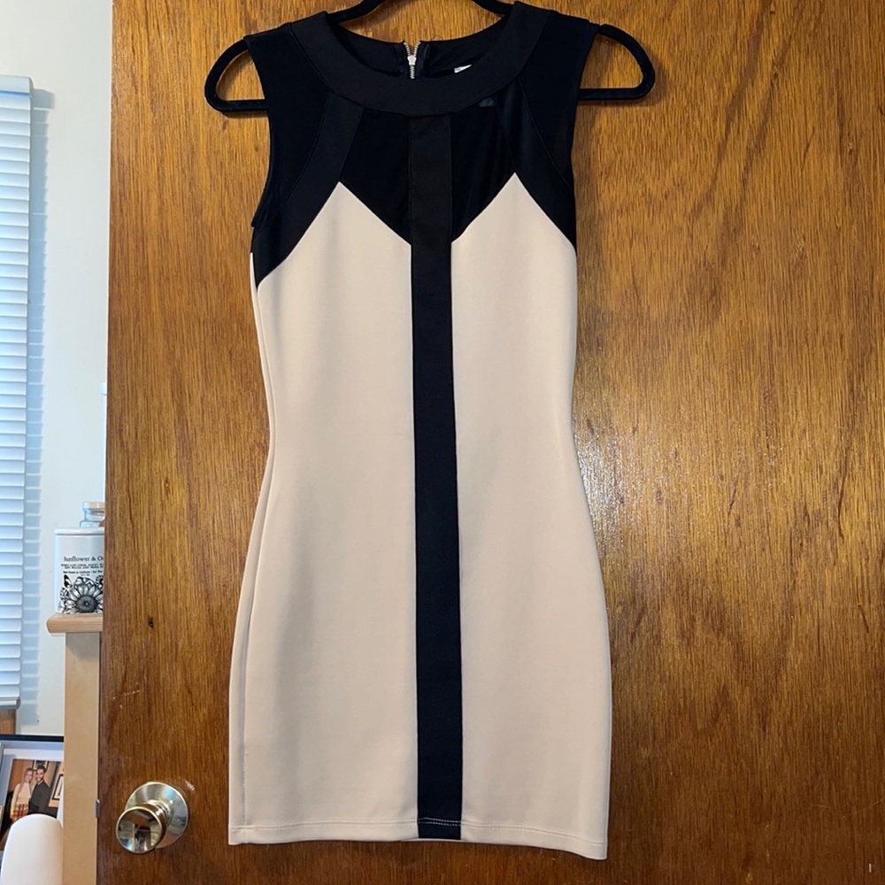 Adorable Black and Tan mesh detailing dress